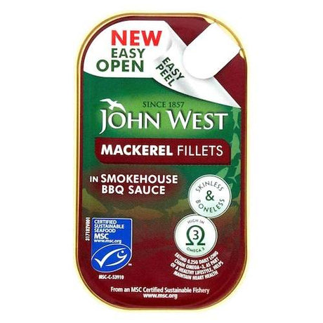 John West Mackerel Fillets In Smokehouse BBQ Sauce 115 g