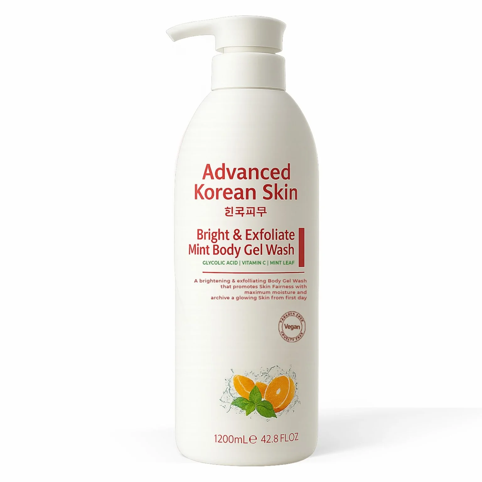 Advanced Korean Skin Bright & Exfoliate Mint Body Gel Wash 1200ml