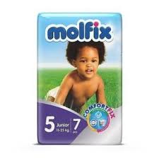 Molfix Air-Dry Baby Diapers Size 5 (Junior) 7 Pcs