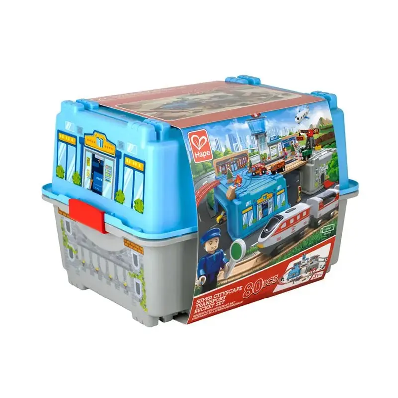 Hape Super Cityscape Transport Bucket Set 80 Pieces