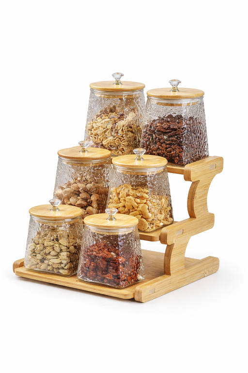 Round Heaven and Square Earth Glass Storage Jars 4-Piece Set