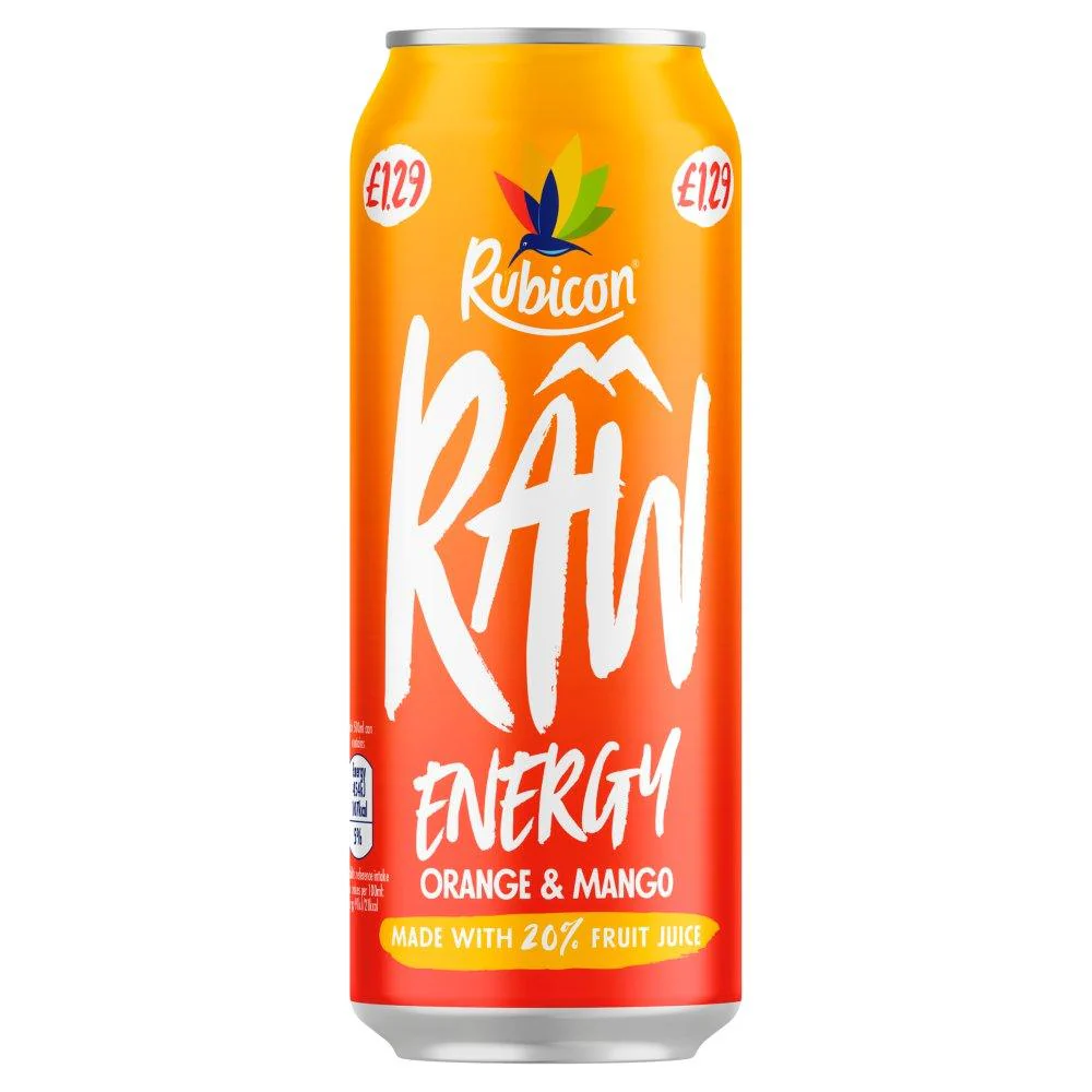 Rubicon Raw Energy Drink - Orange & Mango 500ml