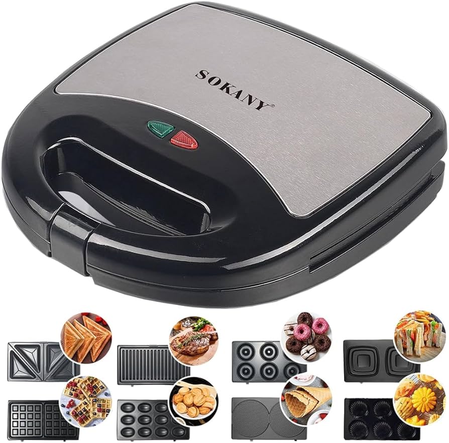 Sokany 8-in-1 Multi-Function Sandwich & Snack Maker SK-08138 800W
